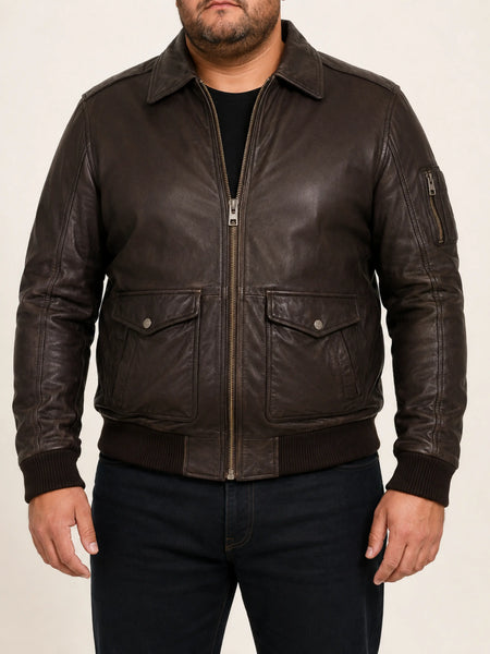 NOORA Men Leather Jacket Brand New 100% Genuine Soft Lambskin Bomber Biker SJ76 — standardized 4K studio hero image