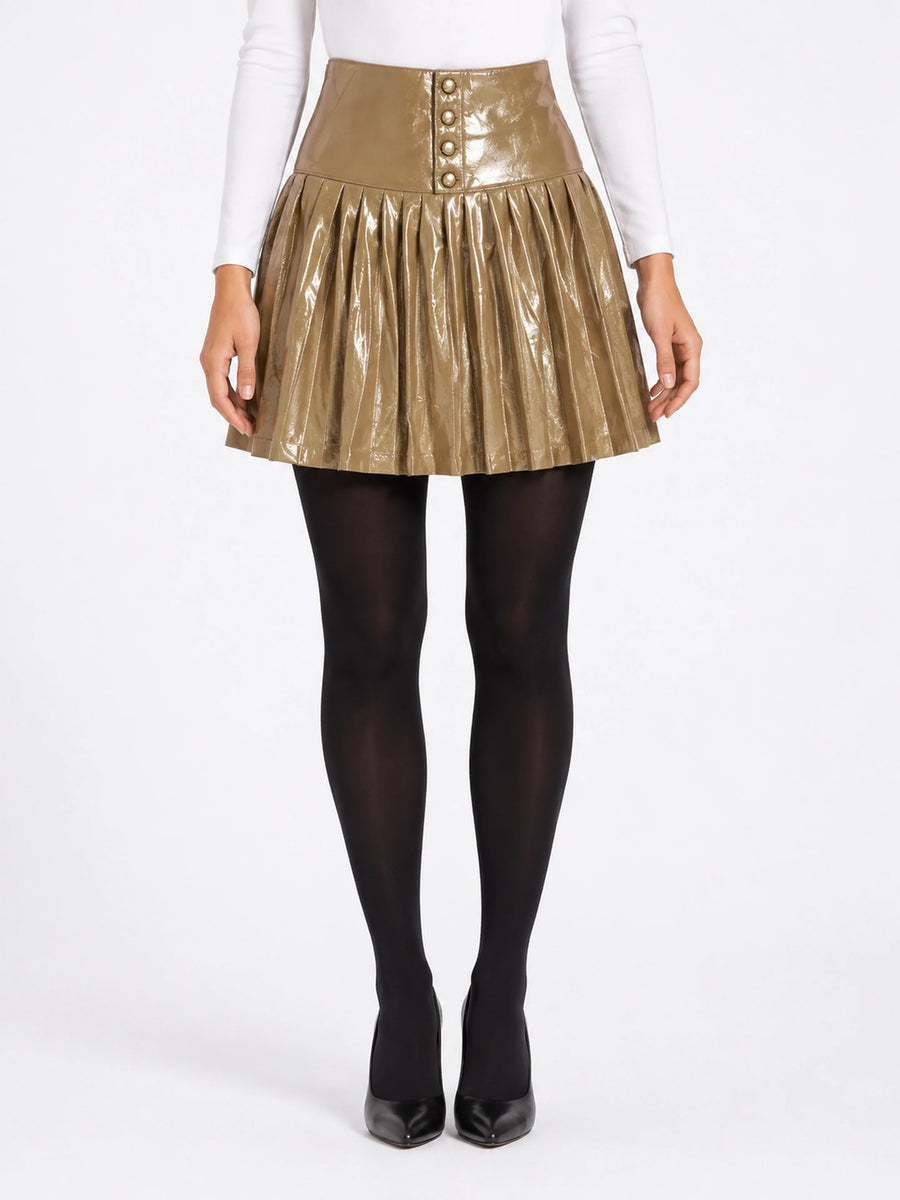 Women LambSkin Golden Hot! Flared skirt, Leather Outfit, Women's Full Leather skirt, Real Leather
