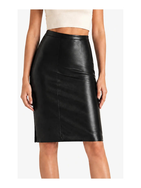 NOORA Handmade Women's LambSkin ,Leather Outfit,Black skirt, Skin Full Leather skirt Made To Order SJ494 — skirt-focused 2880 × 3840 studio hero — Noora International