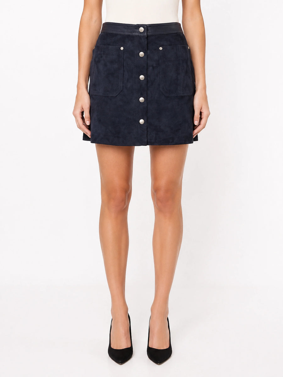 Nwt Navy Blue Suede 'Soggy Skirt' Mini Skirt vintage suede skirt retro skirt suede mini skirt
