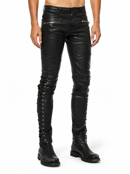 Men's leather pants from waist to footwear — 2880 × 3840 studio hero — Noora International