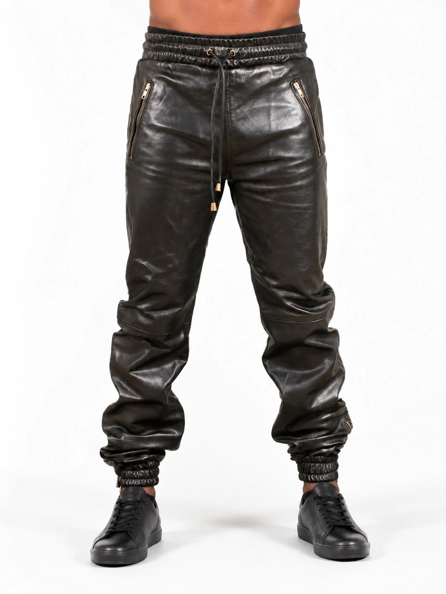 Men's Real Soft Lambskin Leather Trouser Draw Pants For Men For Jogging Pant nappa leather pant