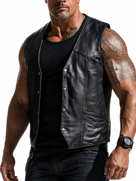 Men's leather vest on male model — 2880 × 3840 studio hero — Noora International