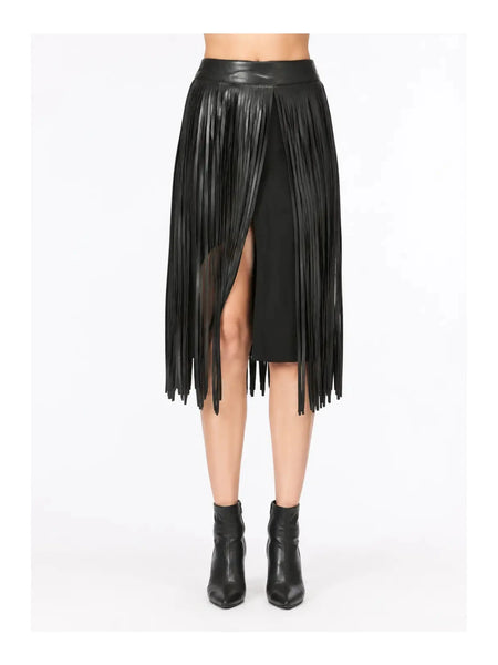 NOORA Women Leather Waist Belt Wrap Dance Long Fringe Tassel Skirt Belt SJ137 — skirt-focused 2880 × 3840 studio hero — Noora International