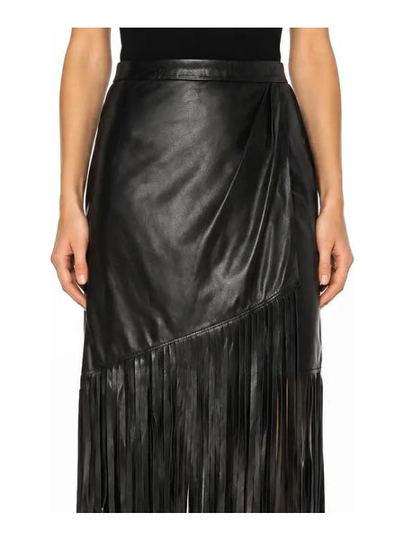 Noora-Women-Lambskin-Leather-New- Fringed-Style-Leather-Skirt  SK-17 — skirt-focused 2880 × 3840 studio hero — Noora International