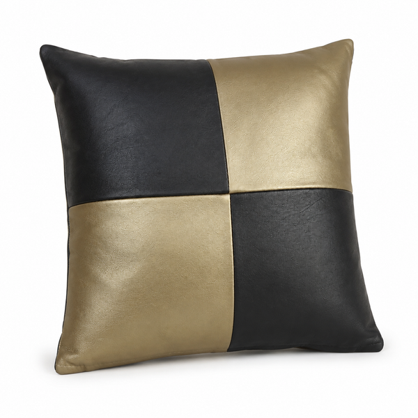 Black and golden lambskin cushion cover