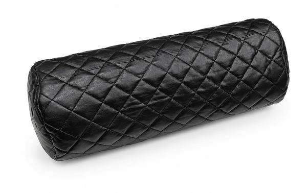 Black quilted leather bolster cover