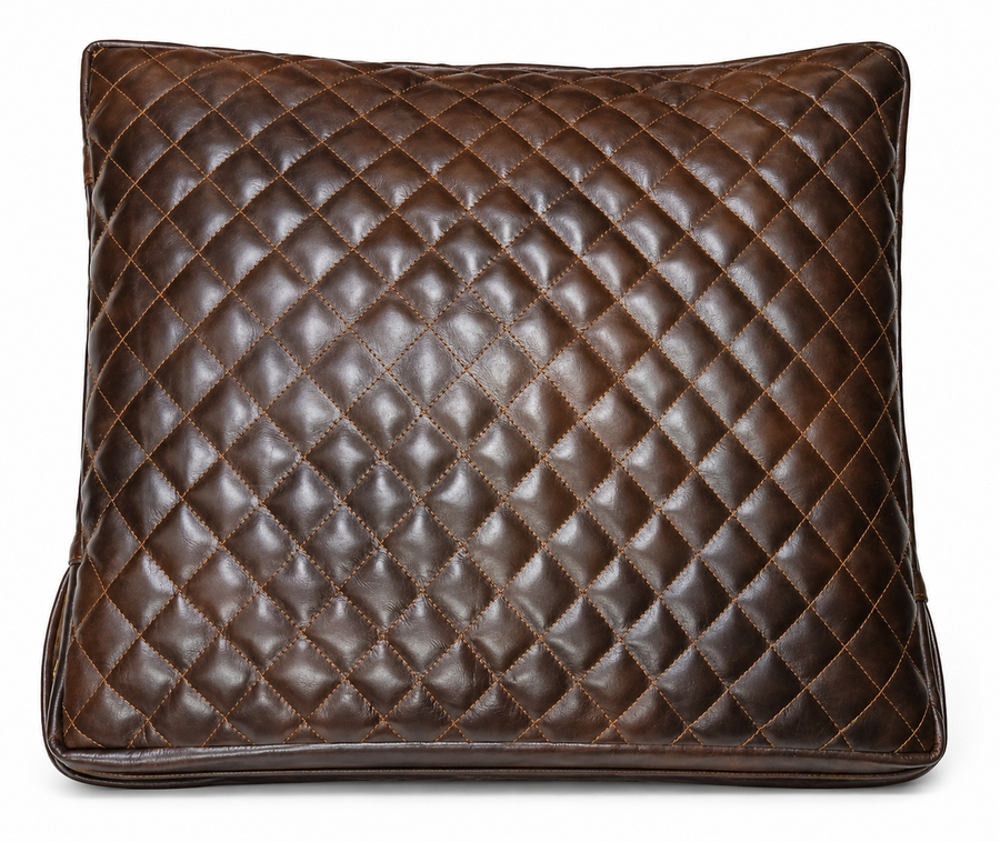 Antique Brown Leather Seat Cover Upholstery Stool Cushion Cover