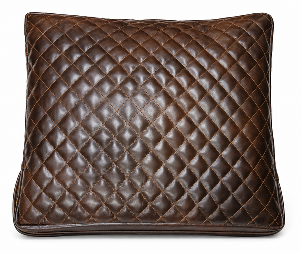 Antique brown quilted leather seat cover