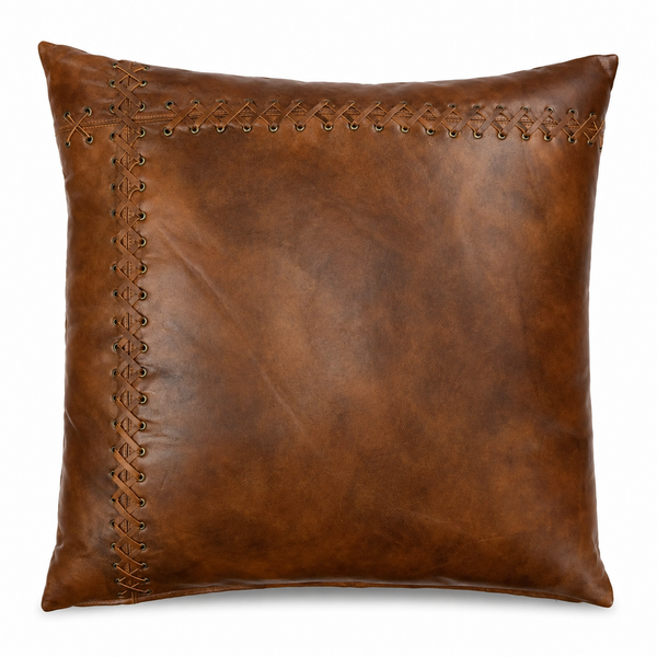 Antique brown braided lambskin pillow cover