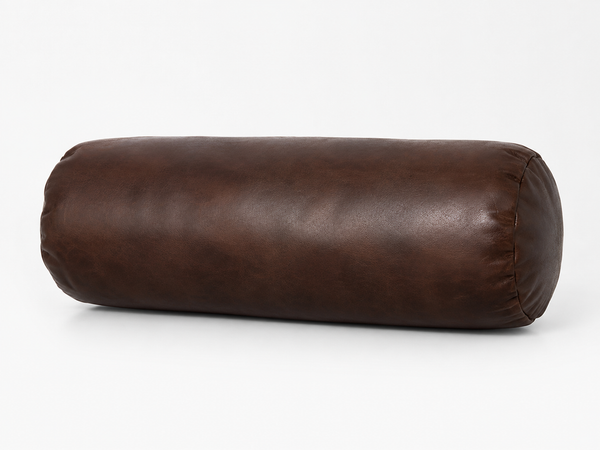 Antique brown lambskin leather bolster cover