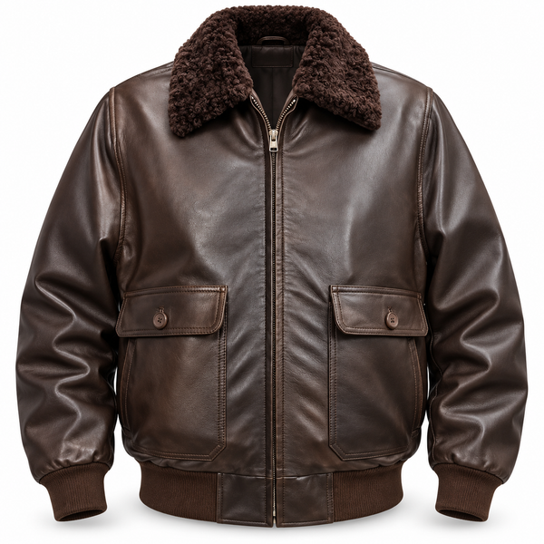 Men's Antique Brown Aviator Bomber Jacket