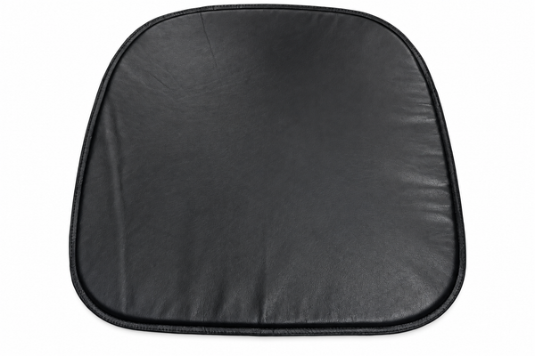 Lambskin Leather Black Round Chair Pad, Curvy Shape Rounded Edge Chair Pad, Dining Seat Pad for – view 3