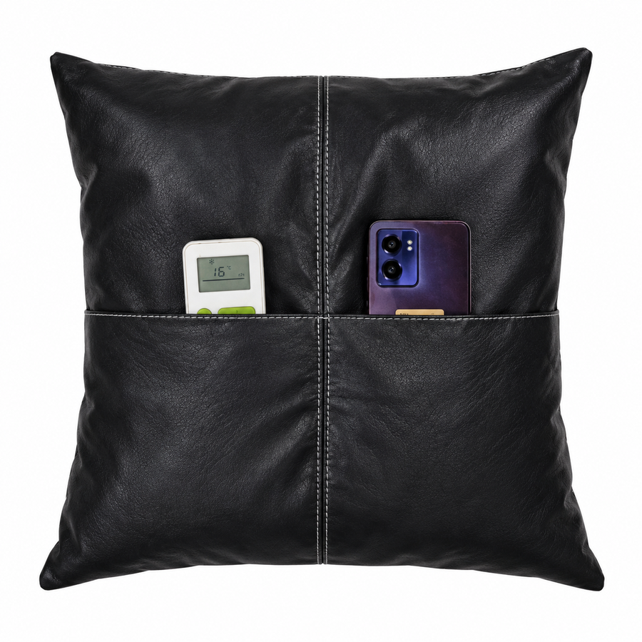 Navy Blue Leather Cushion Organizer Sofa Caddy Armrest Pockets