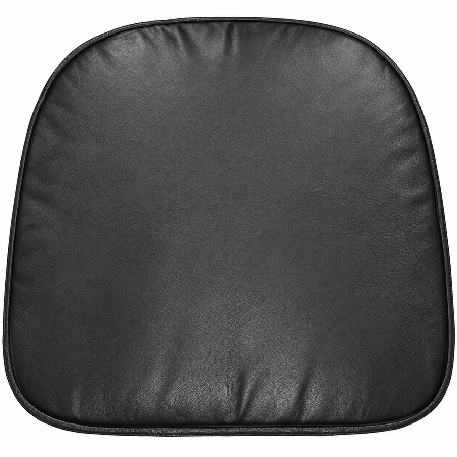 Lambskin Leather Black Round Chair Pad, Curvy Shape Rounded Edge Chair Pad, Dining Seat Pad for