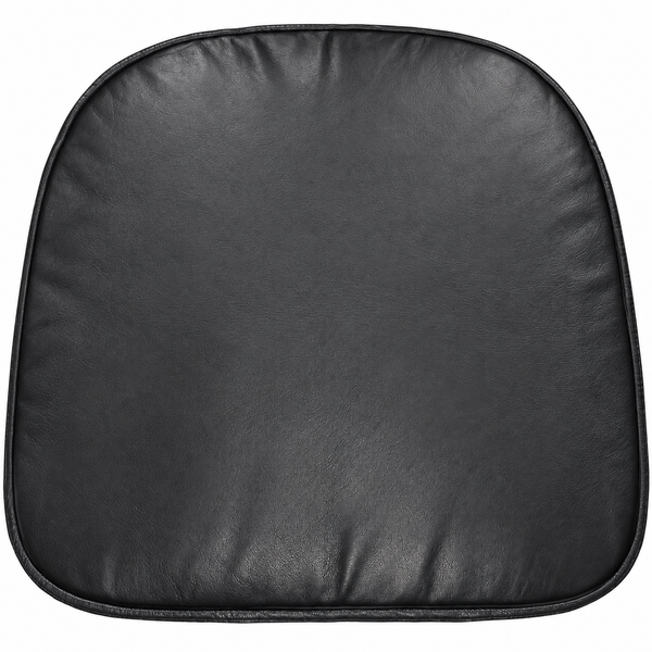 Lambskin Leather Black Round Chair Pad, Curvy Shape Rounded Edge Chair Pad, Dining Seat Pad for
