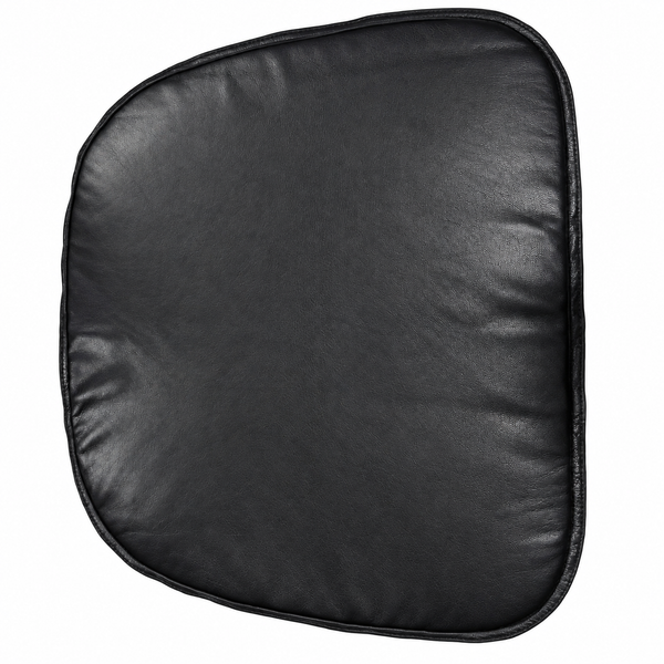 Lambskin Leather Black Round Chair Pad, Curvy Shape Rounded Edge Chair Pad, Dining Seat Pad for – view 2