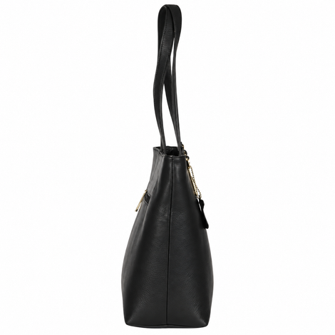 Women's solid black colour shopper bag