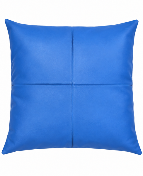 Blue Square Leather Cushion Cover Decorative Sofa Throw Pillow