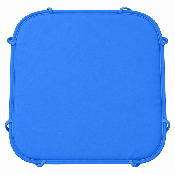 Lambskin Leather Blue Round Chair Pad With Ties, Curvy Shape Rounded Edge Chair Pad, Seat Pad for – view 2