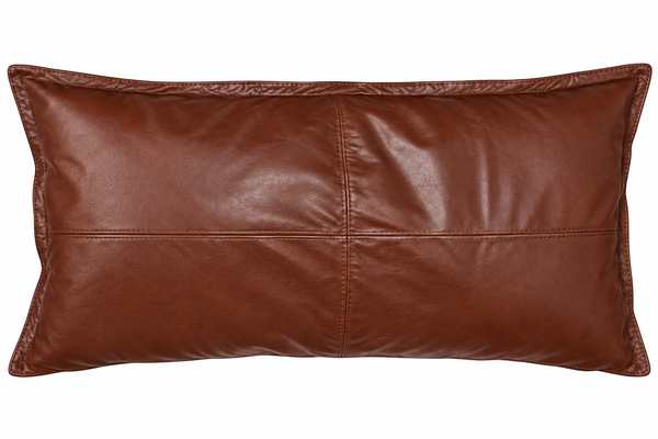 Brick Tan Lambskin Leather Rectangle Pillow Cover – view 2