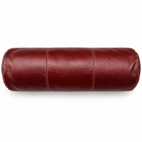 Burgundy Leather Bolster Cover Yoga Neck Roll Cushion Case