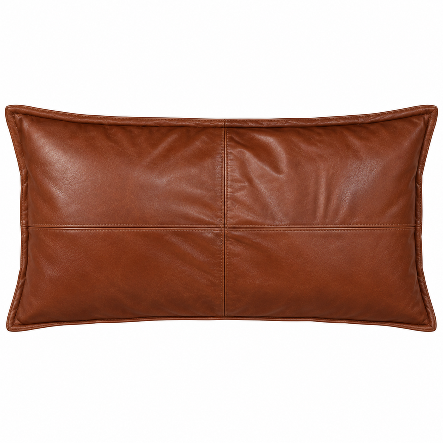Brick Tan Lambskin Leather Rectangle Pillow Cover