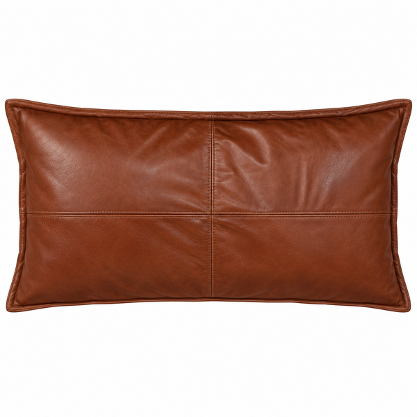 Brick Tan Lambskin Leather Rectangle Pillow Cover