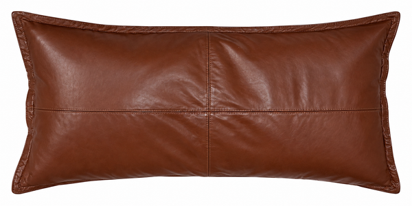 Brick Tan Lambskin Leather Rectangle Pillow Cover – view 3