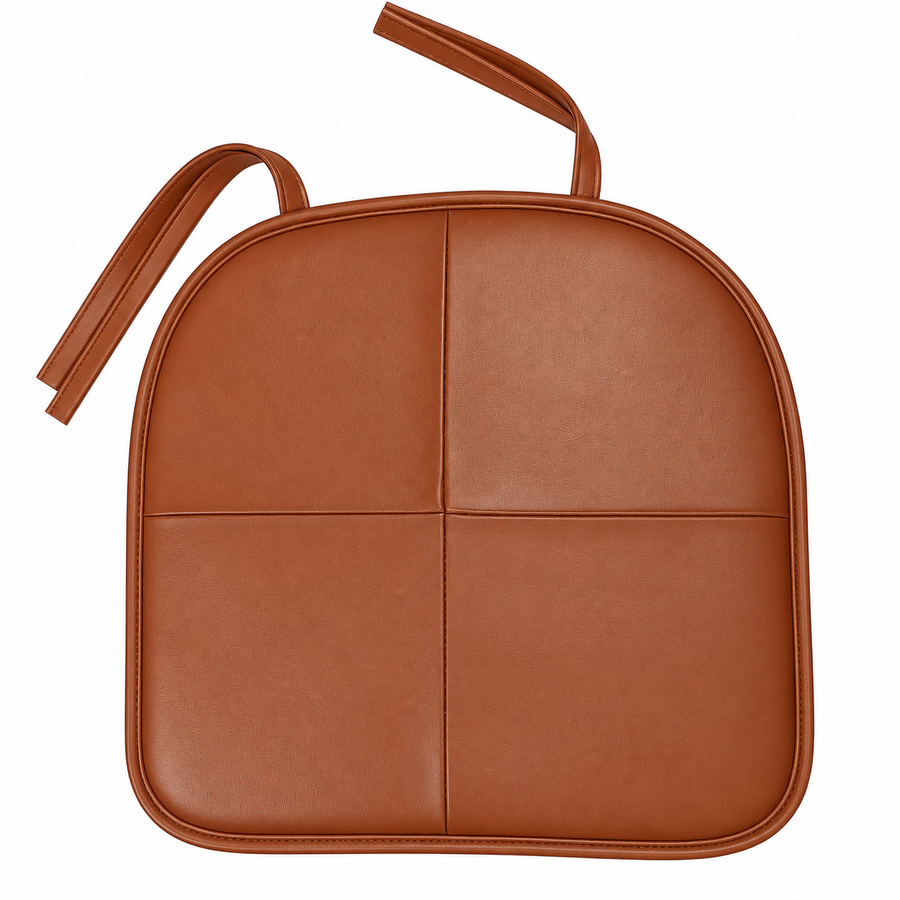 Brown Round-Edge Leather Chair Pad