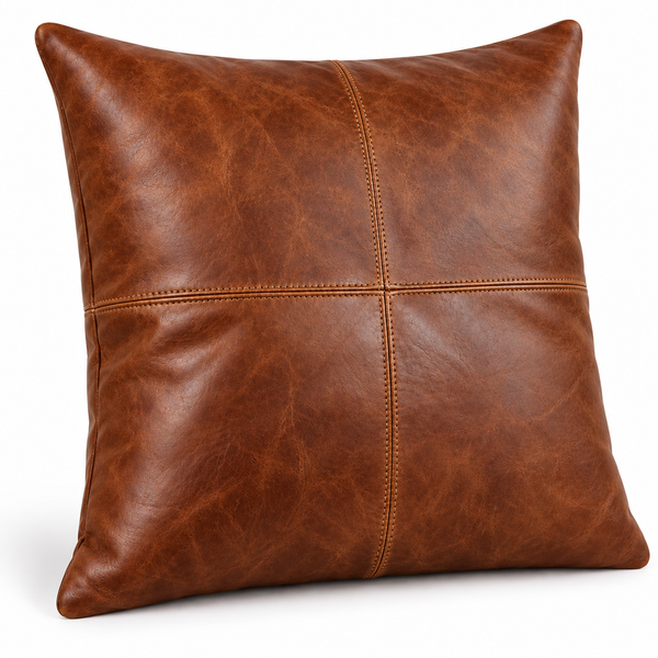 Leather Antique Brown Color Cushion Cover Soft Real Leather Pillow Case – view 3