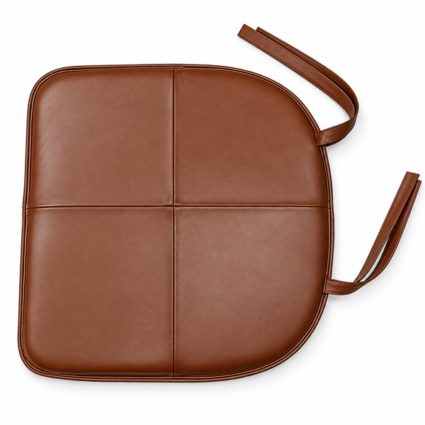 Brown Round-Edge Leather Chair Pad – view 3