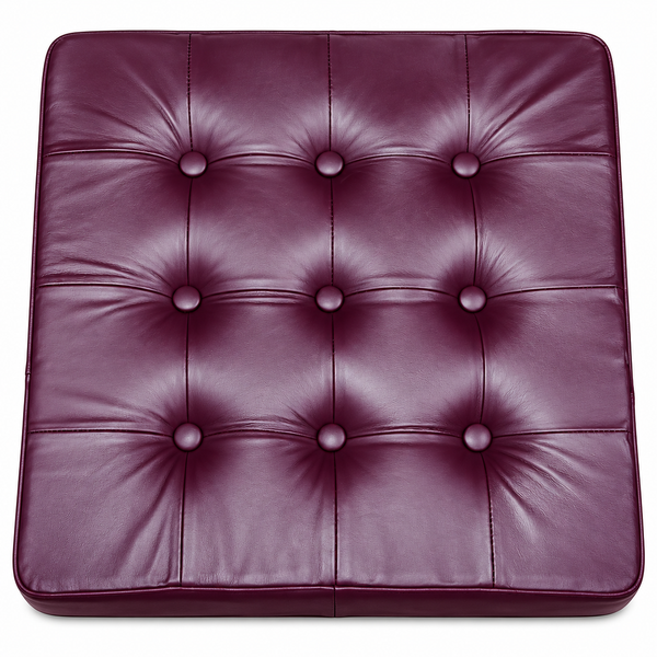 Burgundy Tufted Button Seat Cushion Leather Dining Chair Pad