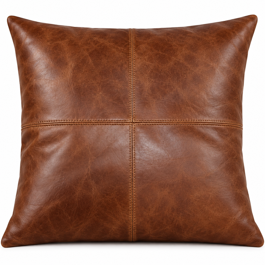 Leather Antique Brown Color Cushion Cover Soft Real Leather Pillow Case