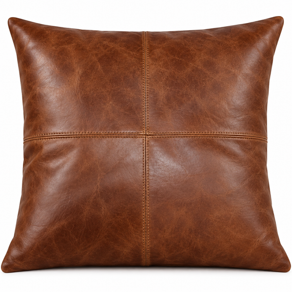 Leather Antique Brown Color Cushion Cover Soft Real Leather Pillow Case