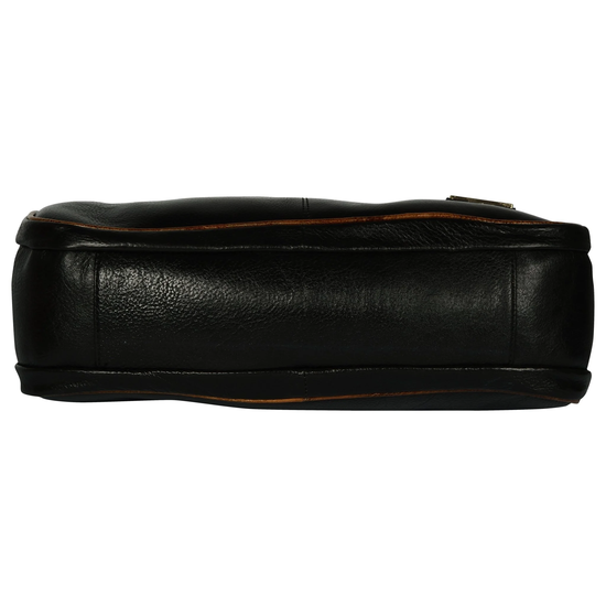 Women's black leather bag with brown straps – view 2