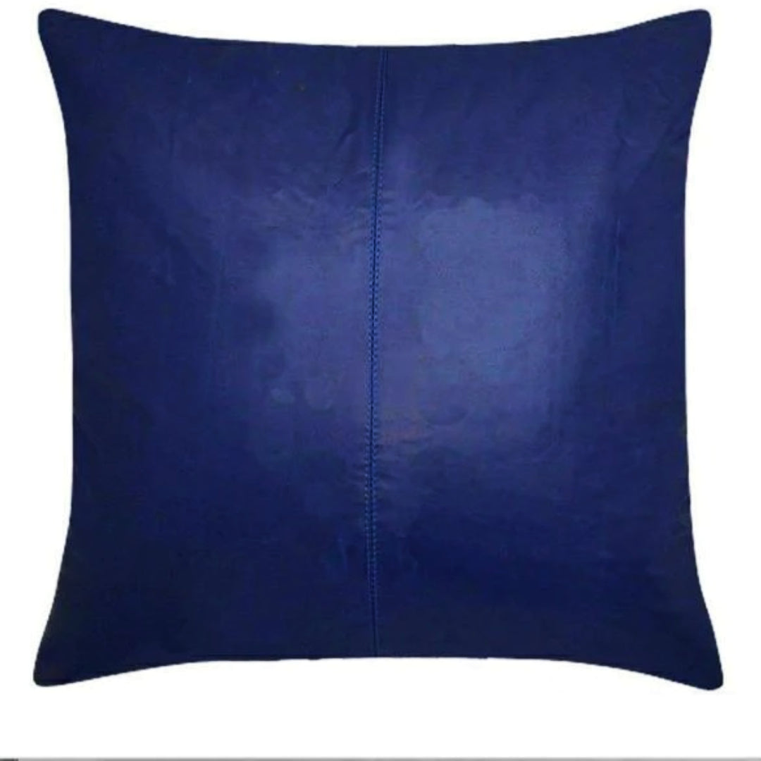 NOORA Lambskin Leather Pillow Cover Blue | Square Shape Cover | Throw Case Cover | Decorative Cushion Cover | Home & Decor |  ST0148