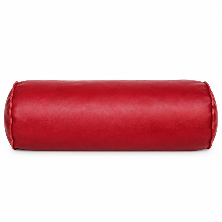 Lambskin Leather Bolster Pillow in Cranberry, Pillow Case Cover, Home Decor, Decorative cover
