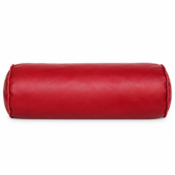 Lambskin Leather Bolster Pillow in Cranberry, Pillow Case Cover, Home Decor, Decorative cover