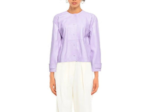 NOORA Women's Lambskin Light Purple Leather Dress | Handmade Casual Collarless Short Dress | Western Outfit Leather Dress | RTS04