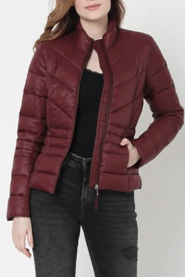 Noora Womens Puffer Leather Jacket | MAROON Leather Oversized Puffer Jacket | HANDMADE Leather Puffy Jacket | Casual QUILTED Leather Jacket | RTS06