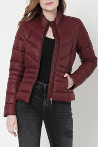 Noora Womens Puffer Leather Jacket | MAROON Leather Oversized Puffer Jacket | HANDMADE Leather Puffy Jacket | Casual QUILTED Leather Jacket | RTS06