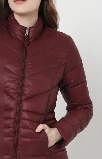 Noora Womens Puffer Leather Jacket | MAROON Leather Oversized Puffer Jacket | HANDMADE Leather Puffy Jacket | Casual QUILTED Leather Jacket | RTS06