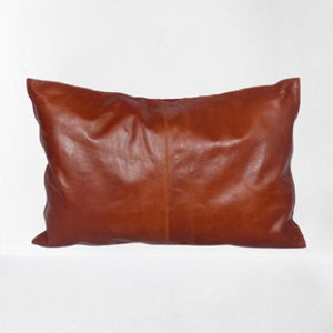 Noora Lambskin Leather Cushion Cover |RECTANGLE PATCHWORK Pillow Cover |Festival Decorative Throw Covers for Living Room & Bedroom- TAN Brown | RTS14