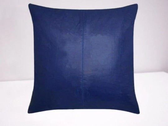 Noora Lambskin Leather BLUE Cushion Cover|  SQUARE THROW Cover For Couch| Home Decor Cushion Cover|