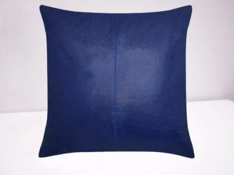 Noora Lambskin Leather BLUE Cushion Cover|  SQUARE THROW Cover For Couch| Home Decor Cushion Cover|