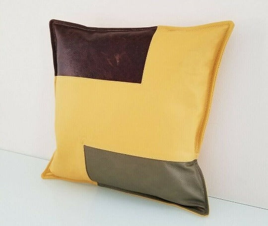 Noora MULTICOLOR Lambskin Leather Cushion Cover| Throw Cover For Home & Living Decor | Housewarming Color Block Cover