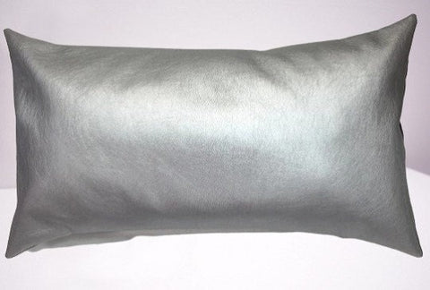 Noora LUMBER METALLIC SILVER Cushion Cover | Lambskin Leather Shiny Silver Color Pillow Cover Living Room Dining  Decor | Decorative cover | RTS32
