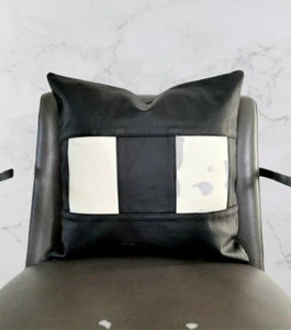 Noora Multi Colour BLACK & WHITE Lambskin Leather Pillow Cover| SQUARE Cushion Cover Case |Housewarming Pillow Cover