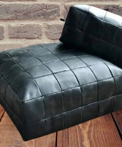 Noora Lambskin Leather BLACK SEAT Cushion Cover, QUILTED Designer Sofa  Case, Table Seat Cover , Soft Seat Rest Cover , Housewarming  -RTS34